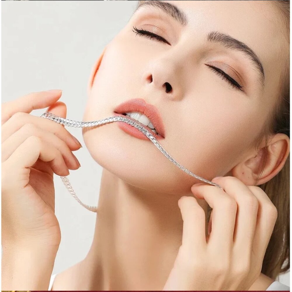 S925 Sterling Silver 45cm 5MM Full Sideways Chain Necklace - Picture 4 of 8